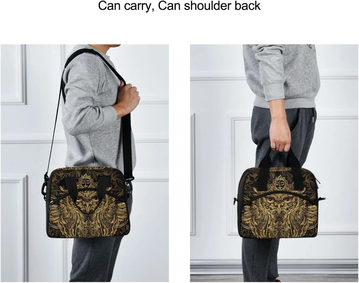 Owl Dreamcatcher Large Cooler Bag Reusable Lunch Box for Office Work School Picnic Beach, Collapsible Leakproof Lunch Bag with Adjustable Shoulder Strap Lightweight Handbag
