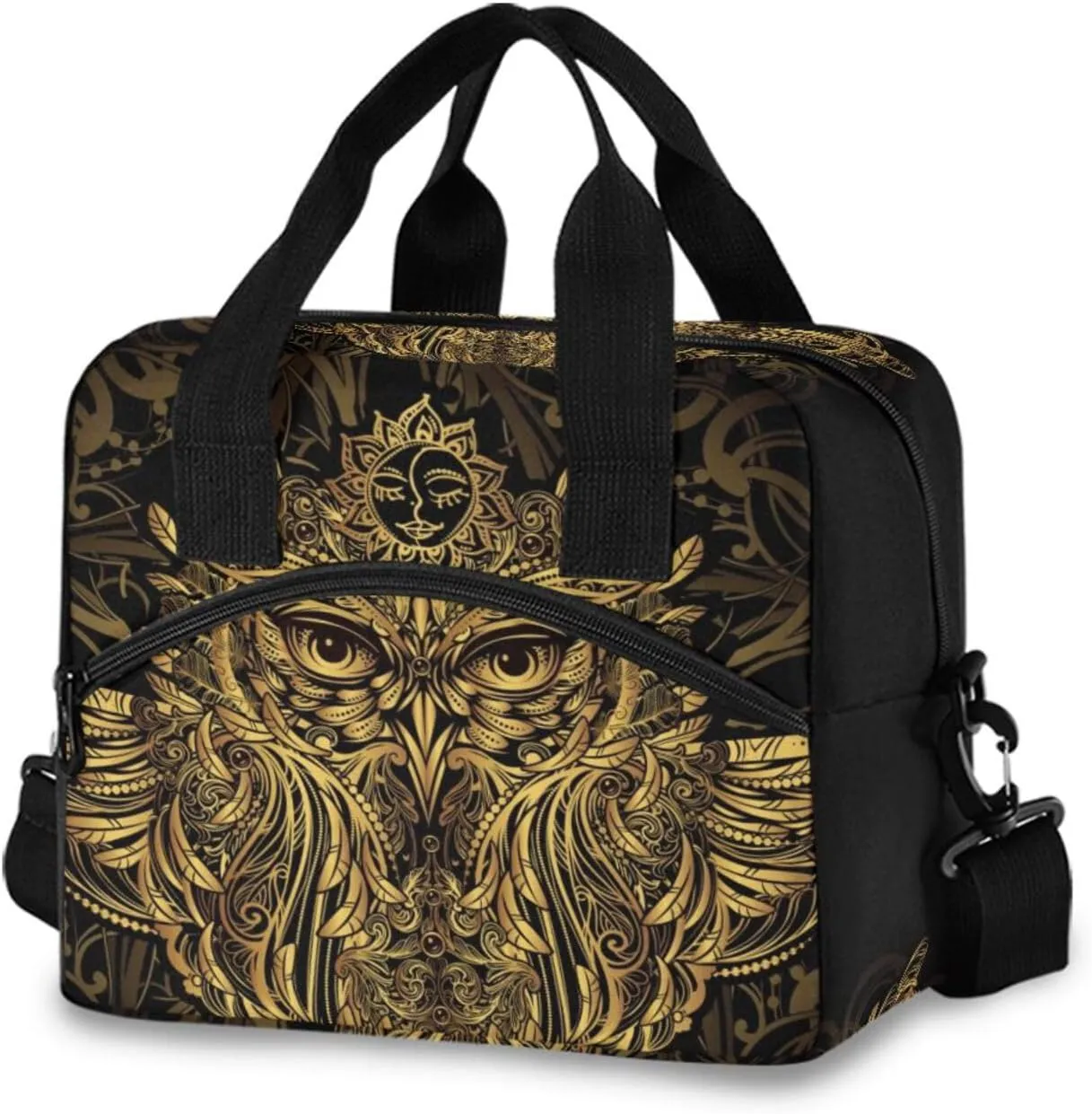 Owl Dreamcatcher Large Cooler Bag Reusable Lunch Box for Office Work School Picnic Beach, Collapsible Leakproof Lunch Bag with Adjustable Shoulder Strap Lightweight Handbag
