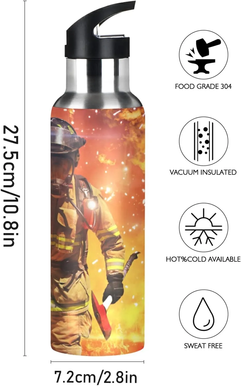 Oyihfvs Sports Stainless Steel Water Bottle 20 Oz, with Straw Lid Vacuum Insulated Leakproof Water Thermo Flask, Great for Fitness Outdoor