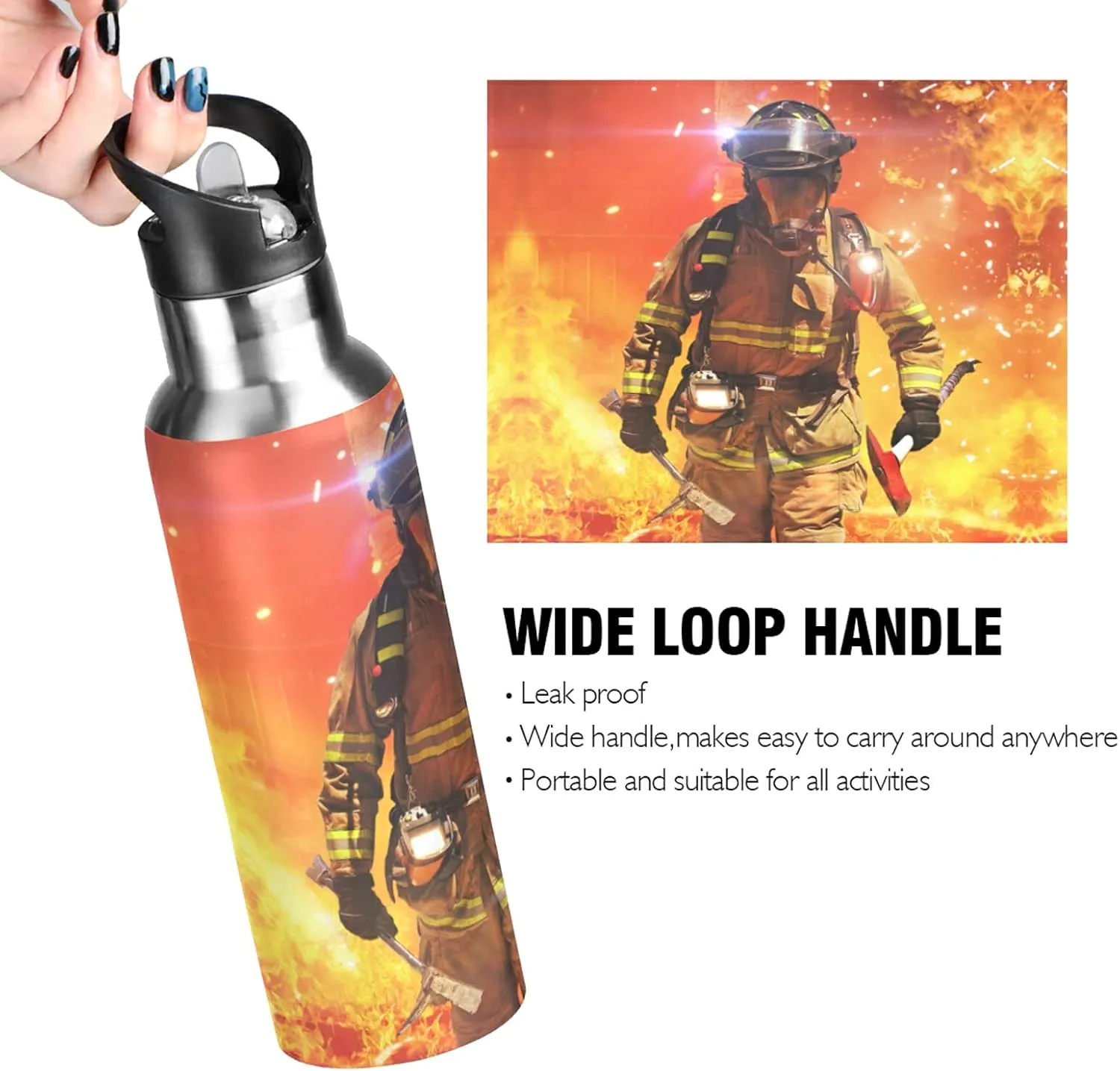 Oyihfvs Sports Stainless Steel Water Bottle 20 Oz, with Straw Lid Vacuum Insulated Leakproof Water Thermo Flask, Great for Fitness Outdoor