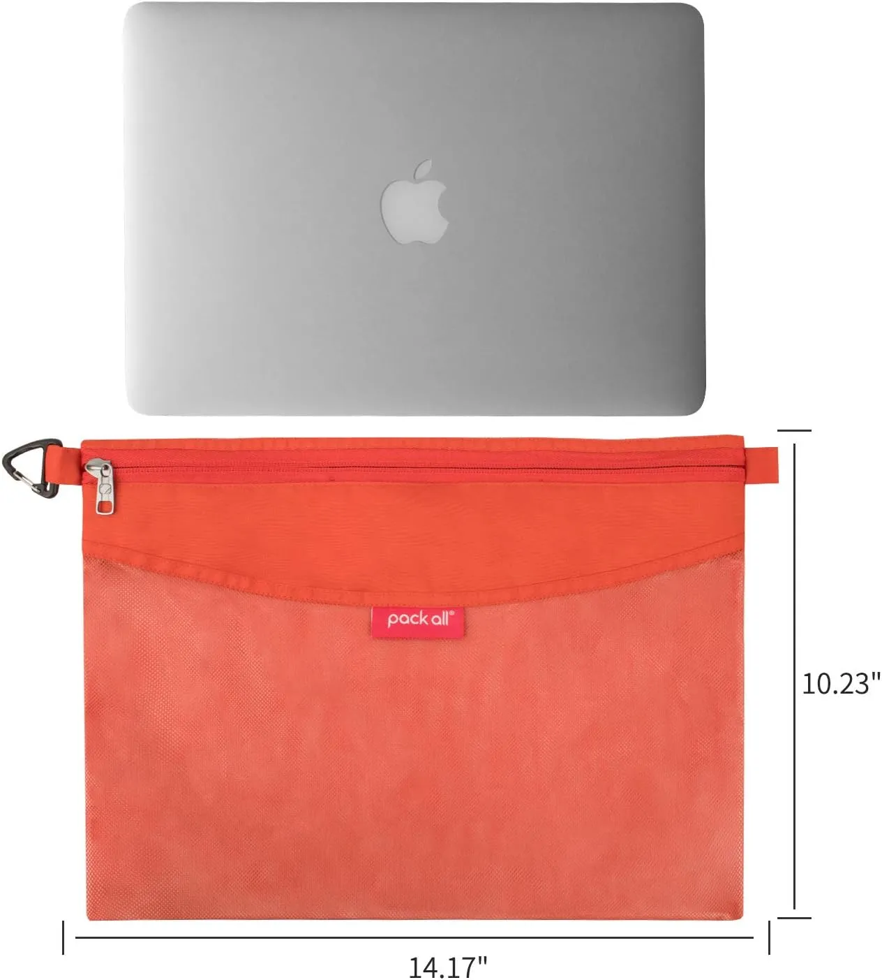 pack all Water-resistant Material Zipper Pouch, Mesh Zipper Bags for Storage, Travel, Office (Orange, Large)