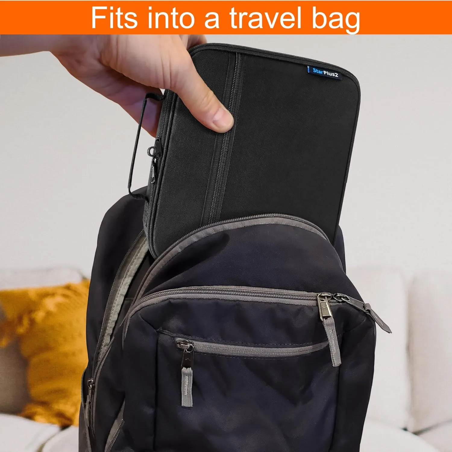 Pack of 2 - Medium Travel Pill Bottle Organizer, Medicine Bag, Carrier for Medications and Medical Supplies - Black (Without Lock)