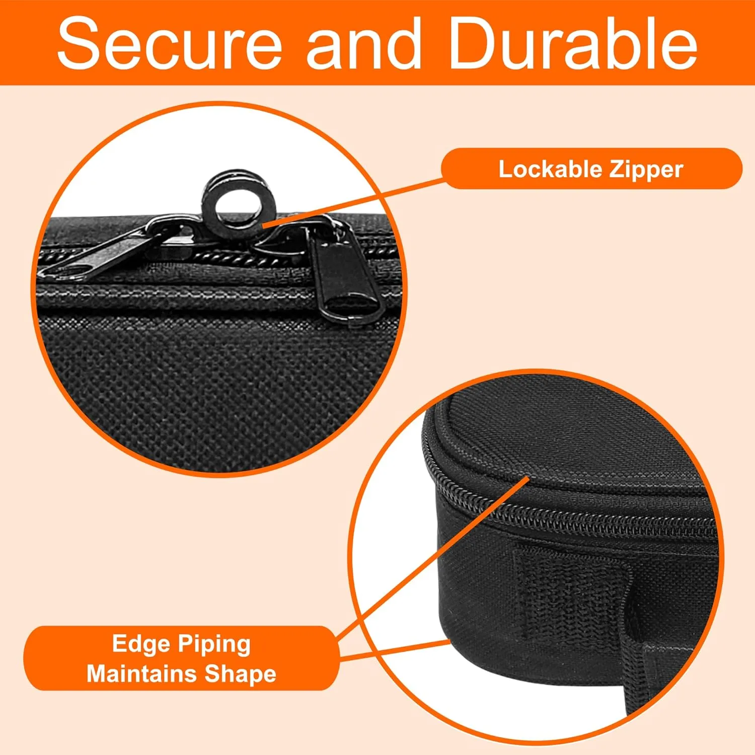 Pack of 2 - Medium Travel Pill Bottle Organizer, Medicine Bag, Carrier for Medications and Medical Supplies - Black (Without Lock)