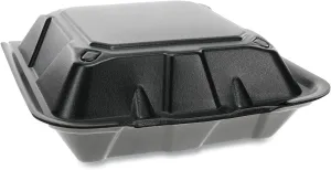 Pactive YTDB99010000 Foam Hinged Lid Containers, Dual Tab Lock, 9 X 9 X 3.25, 1-compartment, Black, 150/carton