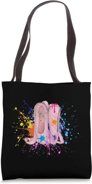 PAINT SPLATTER POINTE SHOES Ballet Art Graphic Ballerina Tote Bag
