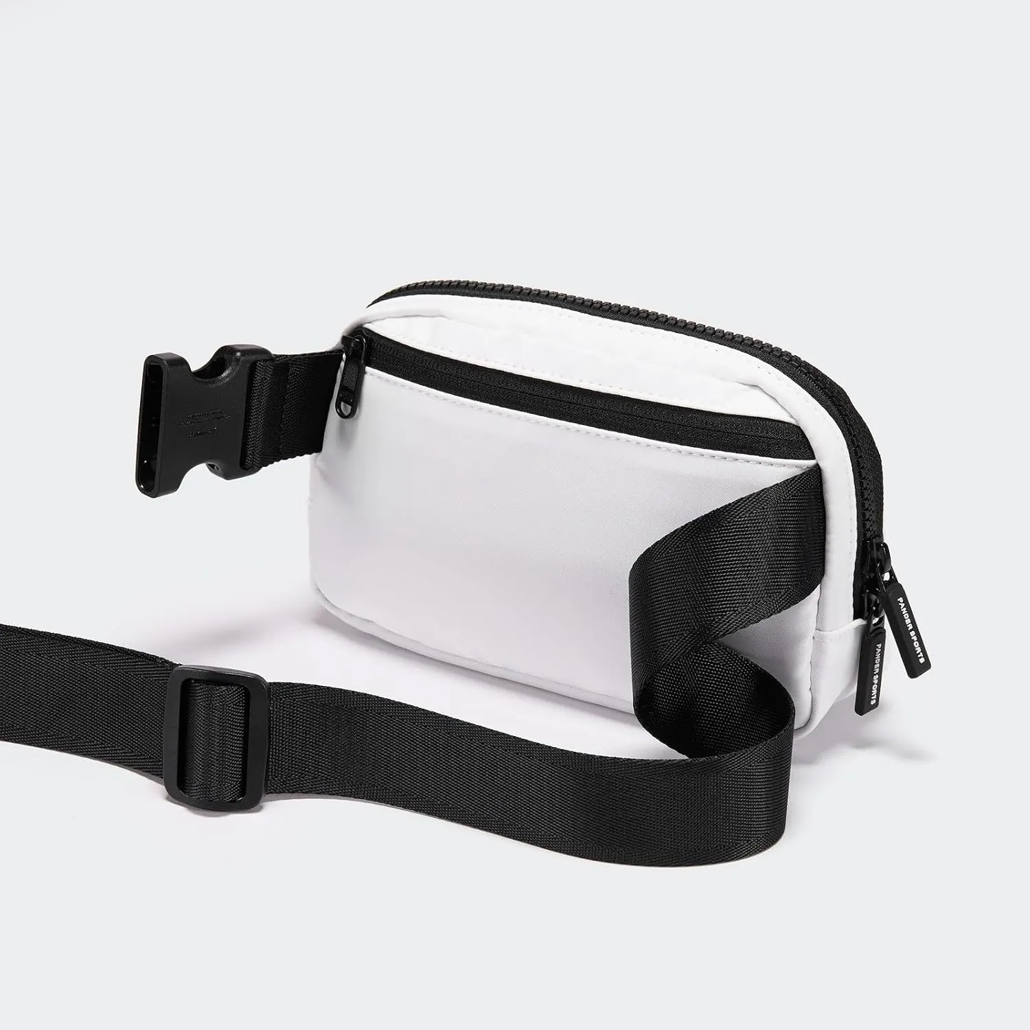 Pander Two Way Zipper Fanny Pack Nylon Everywhere Belt Bag for Women, Water Repellent Waist Packs, Crossbody Bags with Adjustable Strap (White).