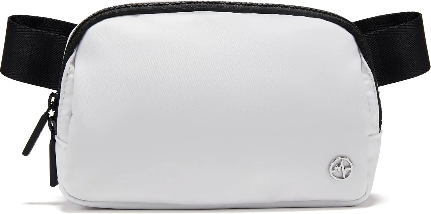 Pander Two Way Zipper Fanny Pack Nylon Everywhere Belt Bag for Women, Water Repellent Waist Packs, Crossbody Bags with Adjustable Strap (White).