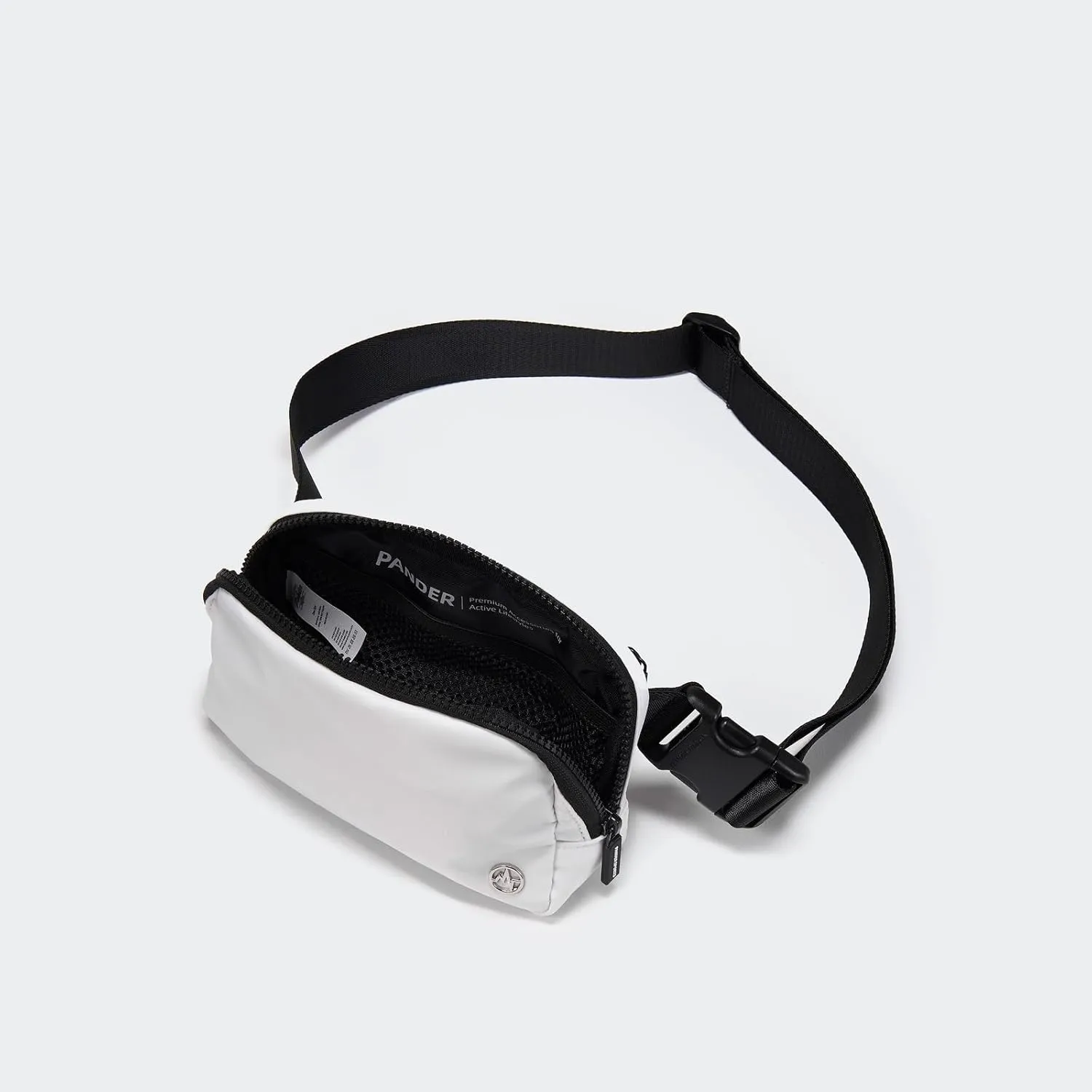 Pander Two Way Zipper Fanny Pack Nylon Everywhere Belt Bag for Women, Water Repellent Waist Packs, Crossbody Bags with Adjustable Strap (White).