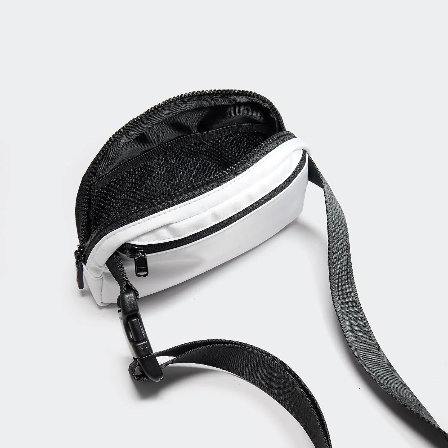 Pander Two Way Zipper Fanny Pack Nylon Everywhere Belt Bag for Women, Water Repellent Waist Packs, Crossbody Bags with Adjustable Strap (White).