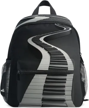 panksolu Abstract Piano Keys Toddler Backpack for Boys Girls,Kid Backpack with Chest Clip and Name Tag, M