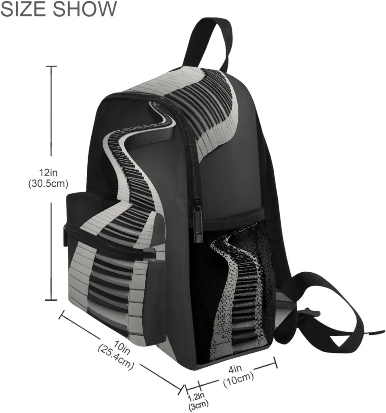 panksolu Abstract Piano Keys Toddler Backpack for Boys Girls,Kid Backpack with Chest Clip and Name Tag, M