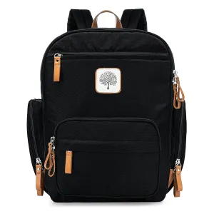 Parker Baby Co. Diaper Backpack - Full Zip Diaper Bag with Insulated Pockets - Black