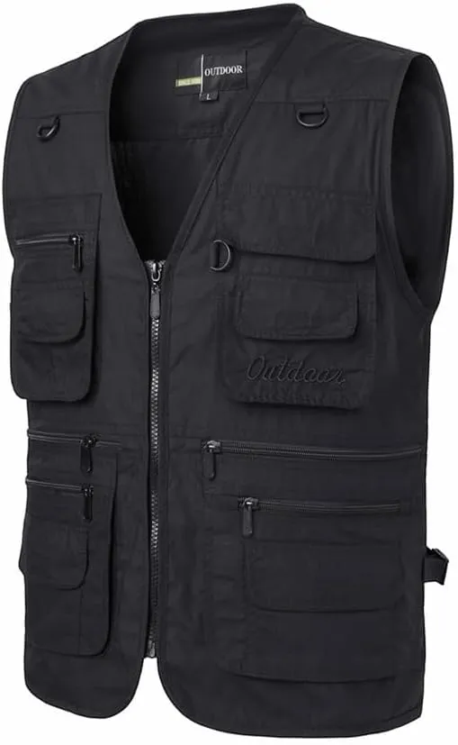 PASOK Men's Work Fishing Vests Lightweight Safari Travel Hunting Waistcoat With Multi-Pockets