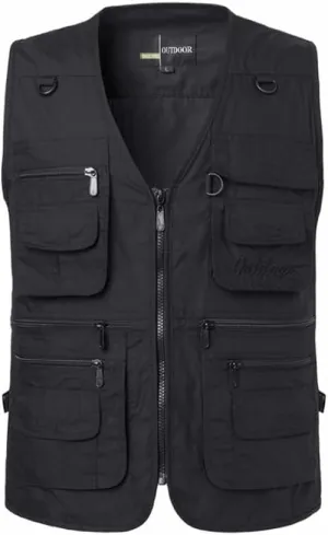 PASOK Men's Work Fishing Vests Lightweight Safari Travel Hunting Waistcoat With Multi-Pockets