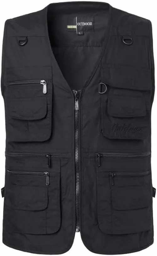 PASOK Men's Work Fishing Vests Lightweight Safari Travel Hunting Waistcoat With Multi-Pockets