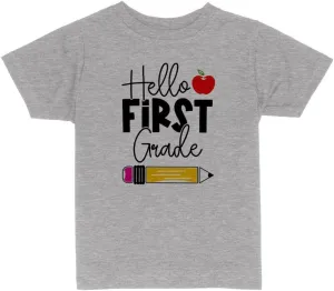 Pencil Hello First Grade Toddler Kids T-Shirt