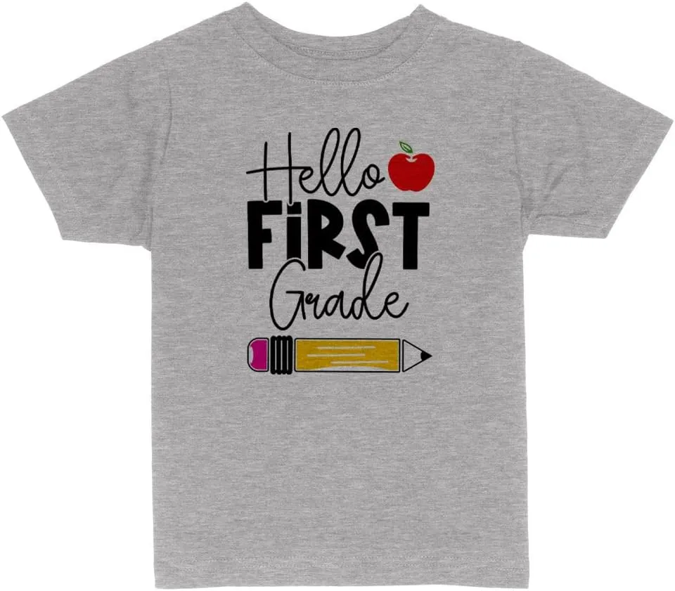 Pencil Hello First Grade Toddler Kids T-Shirt
