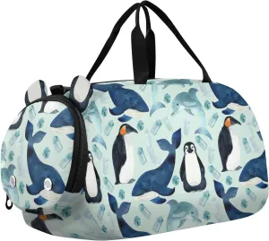 Penguins Whales Dolphins Duffel Bags for Boys Small Gym Bags for Teens Dance Bag for Girls