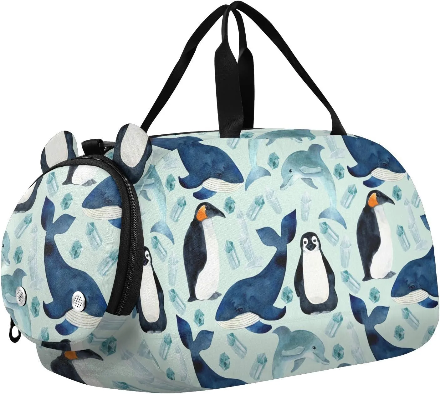 Penguins Whales Dolphins Duffel Bags for Boys Small Gym Bags for Teens Dance Bag for Girls