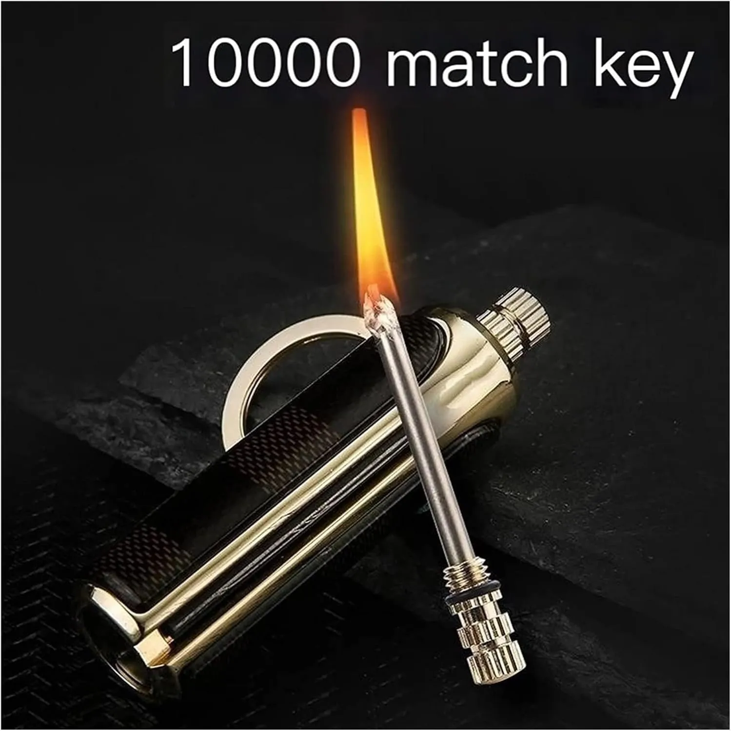 Permanent Match Lighter Reusable Waterproof Metal Multifunctional Keychain(#e758c8)
