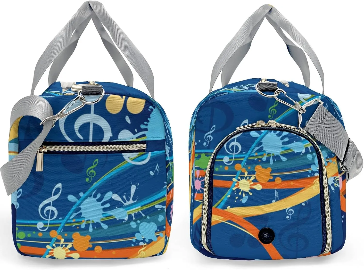 Personalized Abstract Colorful Music Notes Custom Multi-functional Travel Bag, Unisex Portable Duffel Bag, Short Distance Travel Assistant