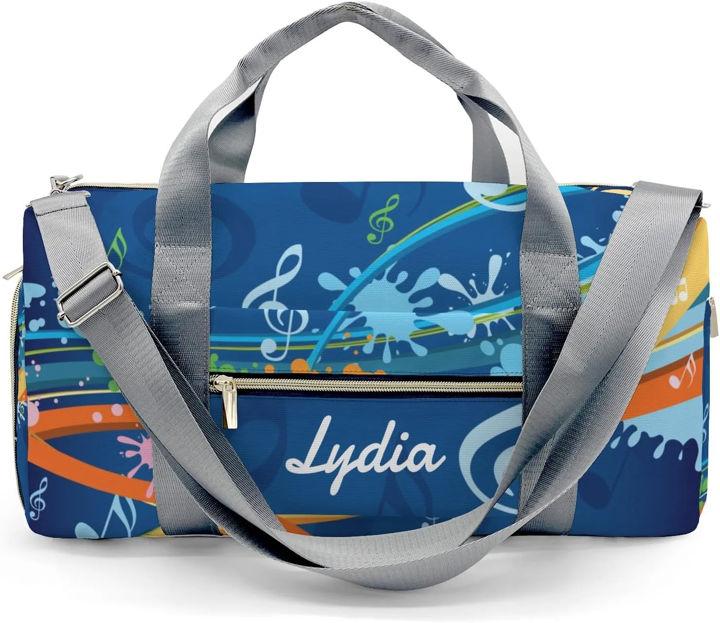 Personalized Abstract Colorful Music Notes Custom Multi-functional Travel Bag, Unisex Portable Duffel Bag, Short Distance Travel Assistant