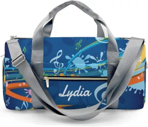 Personalized Abstract Colorful Music Notes Custom Multi-functional Travel Bag, Unisex Portable Duffel Bag, Short Distance Travel Assistant