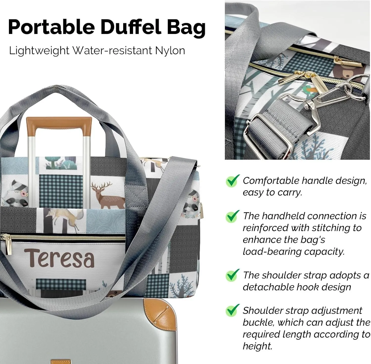 Personalized Animals Custom Multi-functional Travel Bag, Unisex Portable Duffel Bag, Short Distance Travel Assistant.