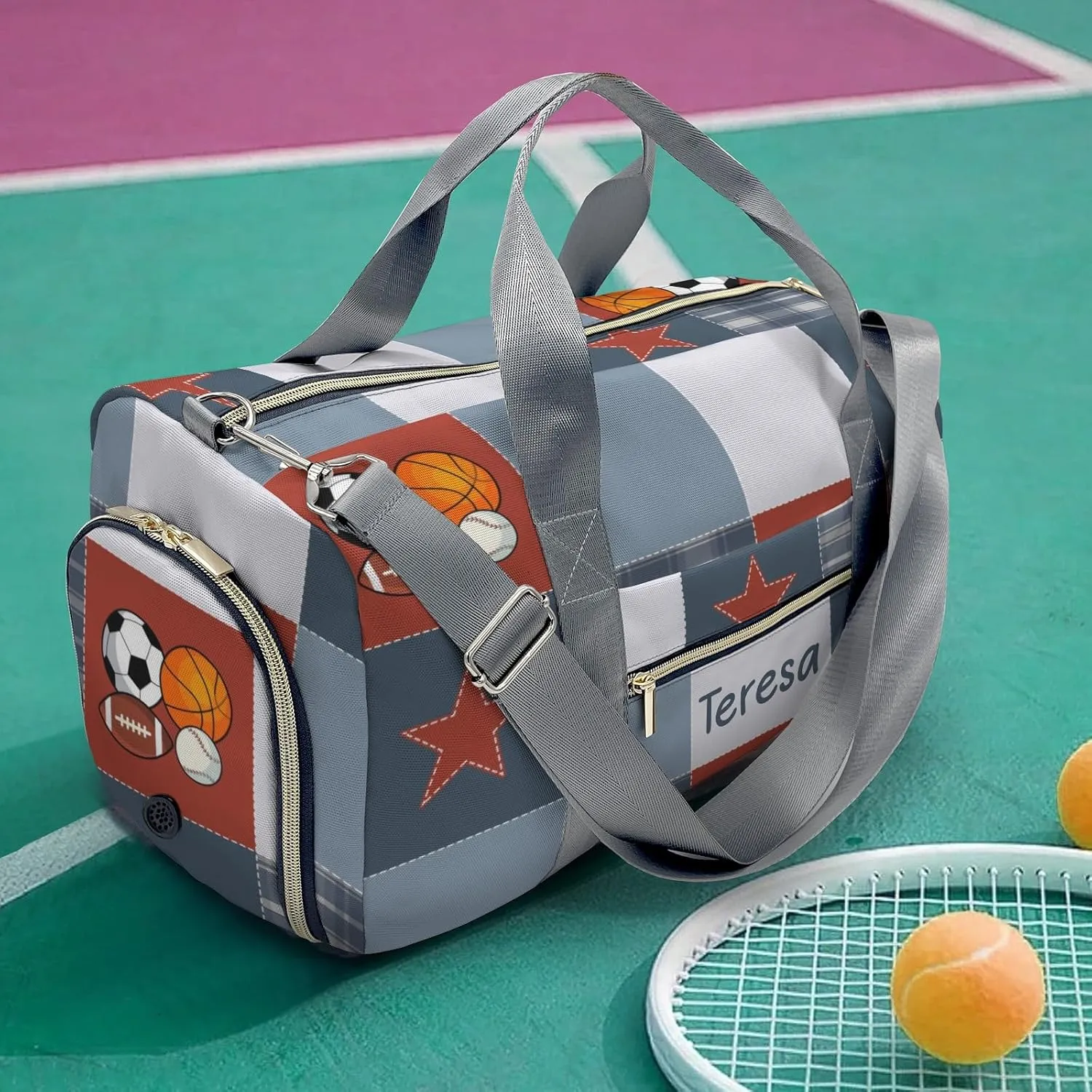 Personalized Ball Custom Multi-functional Travel Bag, Unisex Portable Duffel Bag, Short Distance Travel Assistant.