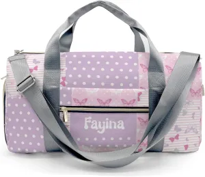 Personalized Butterfly Purple Dot Custom Multi-functional Travel Bag, Unisex Portable Duffel Bag, Short Distance Travel Assistant