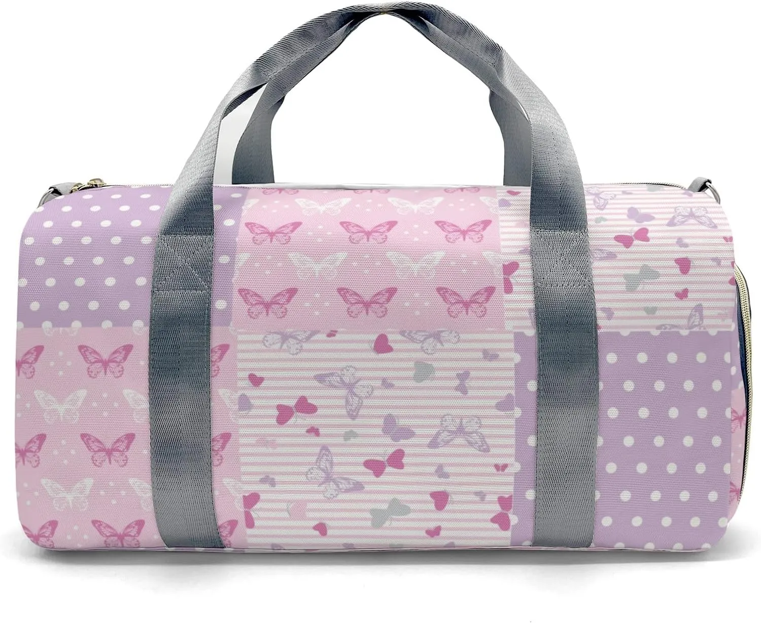 Personalized Butterfly Purple Dot Custom Multi-functional Travel Bag, Unisex Portable Duffel Bag, Short Distance Travel Assistant