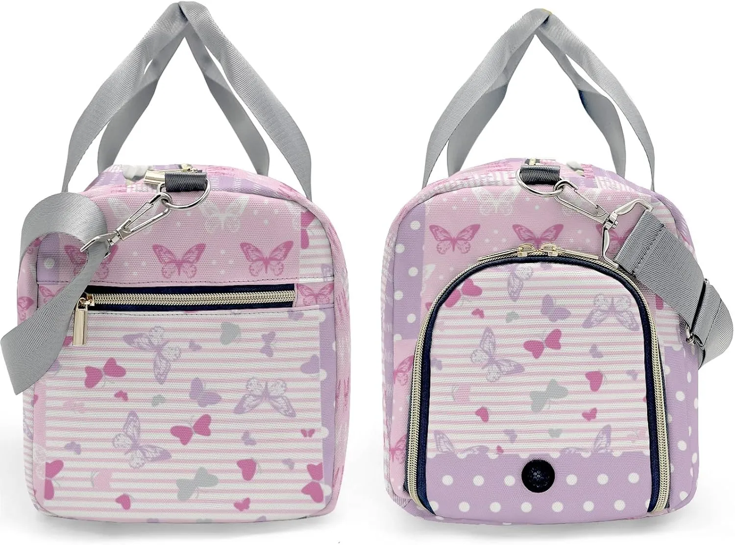 Personalized Butterfly Purple Dot Custom Multi-functional Travel Bag, Unisex Portable Duffel Bag, Short Distance Travel Assistant
