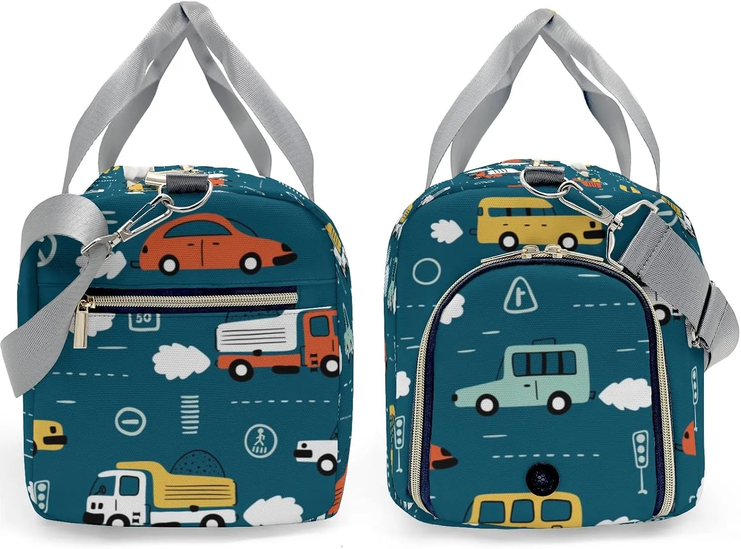 Personalized Cartoon Transportation Cars Custom Multi-functional Travel Bag, Unisex Portable Duffel Bag, Short Distance Travel Assistant