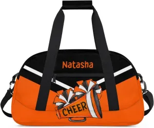 Personalized Cheerleader Bag Dance Bag for Girl, Custom Team Bag Gymnastics Bag Sport Duffel Bag, Weekender Bags Travel Duffel Bag for Cheer Team Cute Cheer Orange