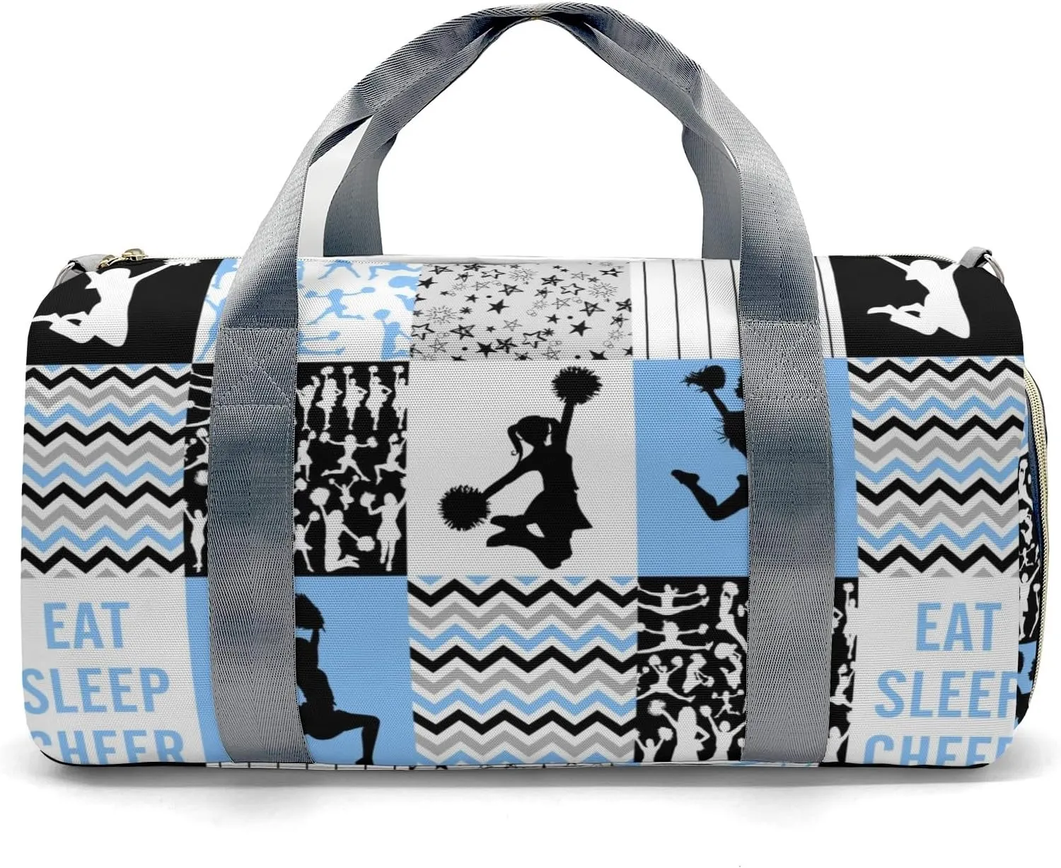 Personalized Cheerleader Girl Chevron Blue Custom Multi-functional Travel Bag, Unisex Portable Duffel Bag, Short Distance Travel Assistant