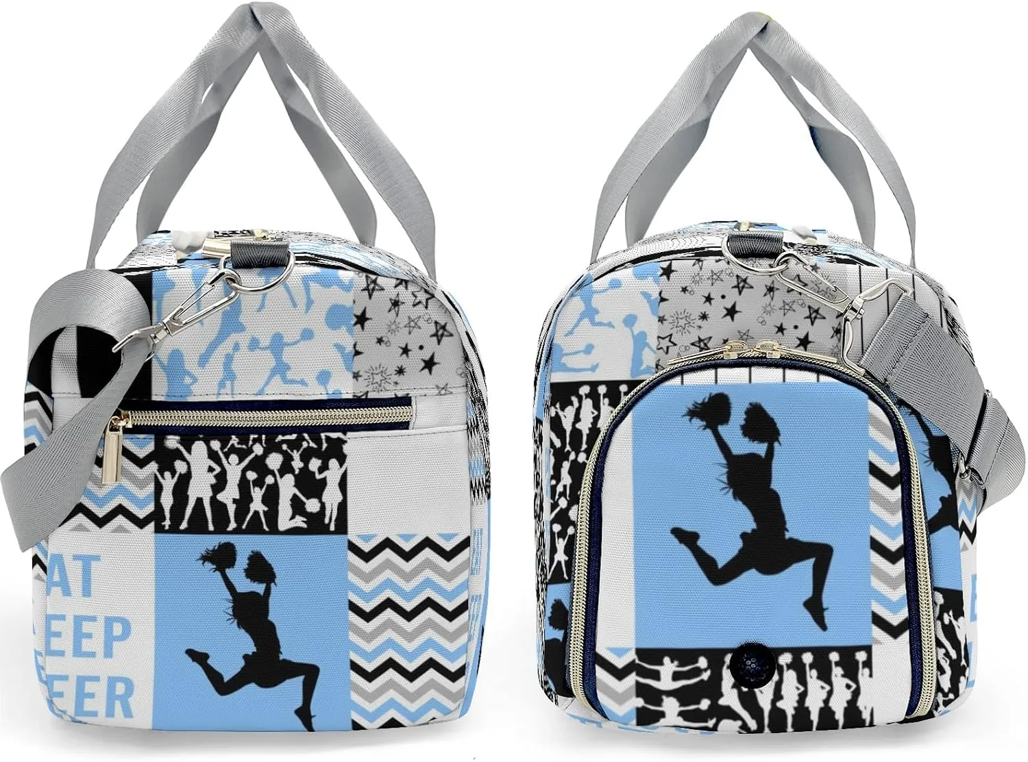 Personalized Cheerleader Girl Chevron Blue Custom Multi-functional Travel Bag, Unisex Portable Duffel Bag, Short Distance Travel Assistant