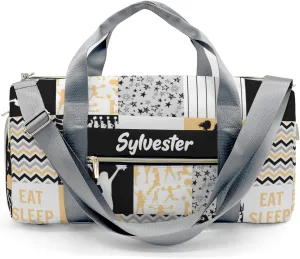 Personalized Chevron Stripes Cheerleader Patchwork Yellow Custom Multi-functional Travel Bag, Unisex Portable Duffel Bag, Short Distance Travel Assistant