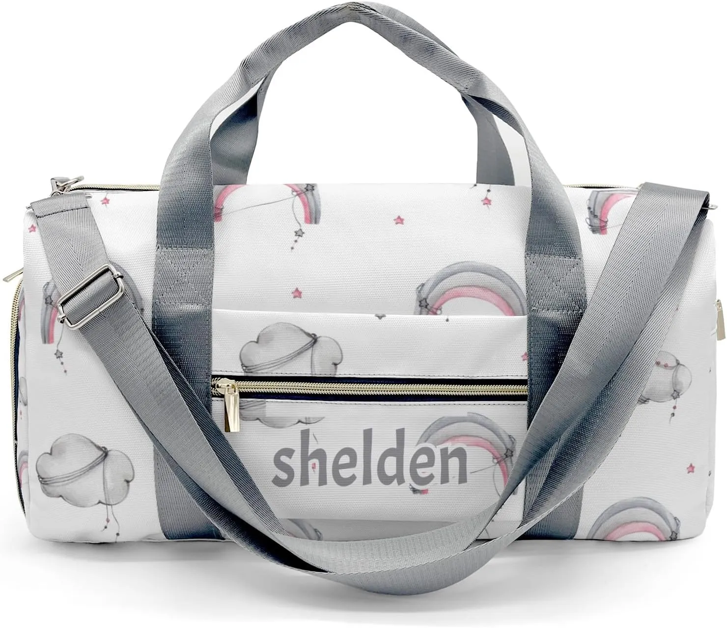 Personalized Clouds Rainbows and Stars Custom Multi-functional Travel Bag, Unisex Portable Duffel Bag, Short Distance Travel Assistant