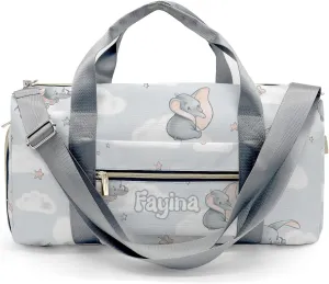 Personalized Cute Elephants in Cloud Custom Multi-functional Travel Bag, Unisex Portable Duffel Bag, Short Distance Travel Assistant