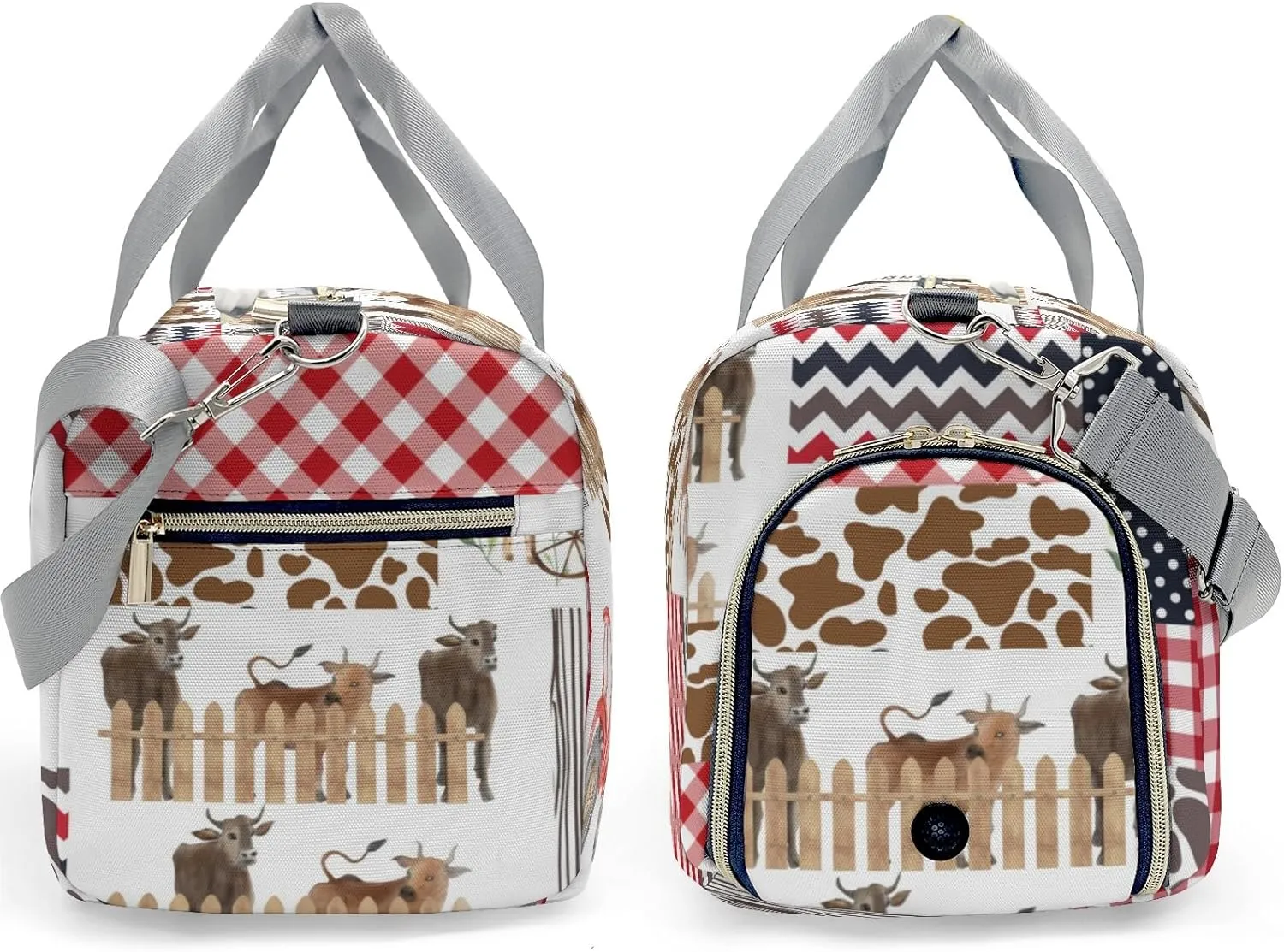 Personalized Cute Farm House Horse Animals Patchwork Custom Multi-functional Travel Bag, Unisex Portable Duffel Bag, Short Distance Travel Assistant