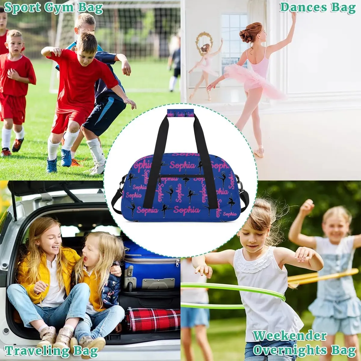 Personalized Dance Bag Ballet Sport Duffel Bag for Dancer Custom Dance Overnight Weekender Bags Cobalt Blue Personalized Gifts