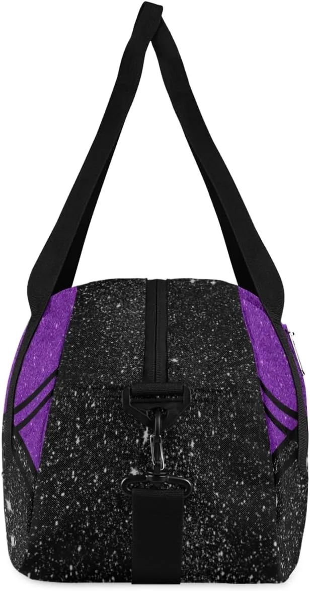 Personalized Dance Bag Cheer Bag for Girls, Personalized Custom Kids Duffle Bags, Customized Sports Gym Bag Weekender Overnight Bag Travel Duffel Bag for Kids, Cheerleading Purple Black Glitter