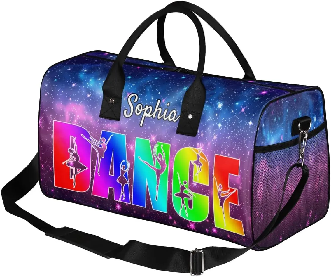 Personalized Dance Bag Gym Bags, Custom Neme Dance Ballet Sports Duffel Bags Weekender Bags Custom Travel Duffel Bag Bag Colorful Starry Sky