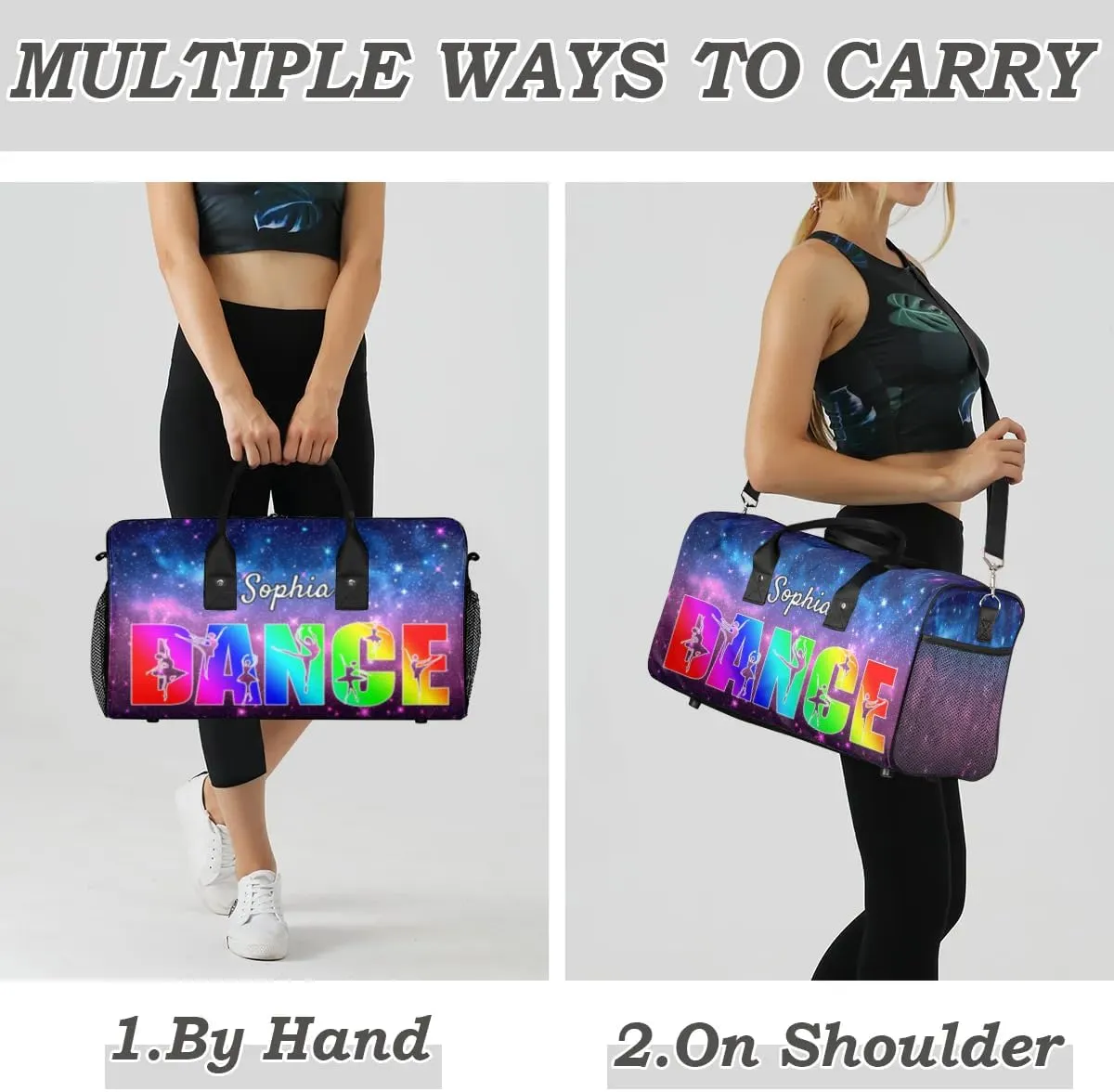 Personalized Dance Bag Gym Bags, Custom Neme Dance Ballet Sports Duffel Bags Weekender Bags Custom Travel Duffel Bag Bag Colorful Starry Sky