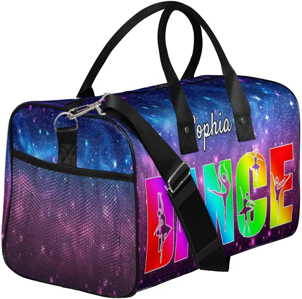 Personalized Dance Bag Gym Bags, Custom Neme Dance Ballet Sports Duffel Bags Weekender Bags Custom Travel Duffel Bag Bag Colorful Starry Sky