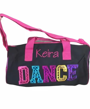 Personalized Dance Bag, Toddler Dance Bag, Dance Duffel Bags for Girls, pink and black, fushia 15x9