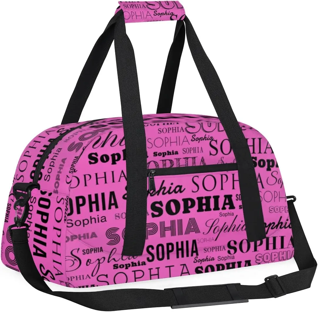 Personalized Duffel Bag Custom Dance Bag for Girls Customized Kids Gymnastics Creative Name Ballet Bag Overnighter Travel Carry on Tote Sport for Boys Backpack Pink Voilet