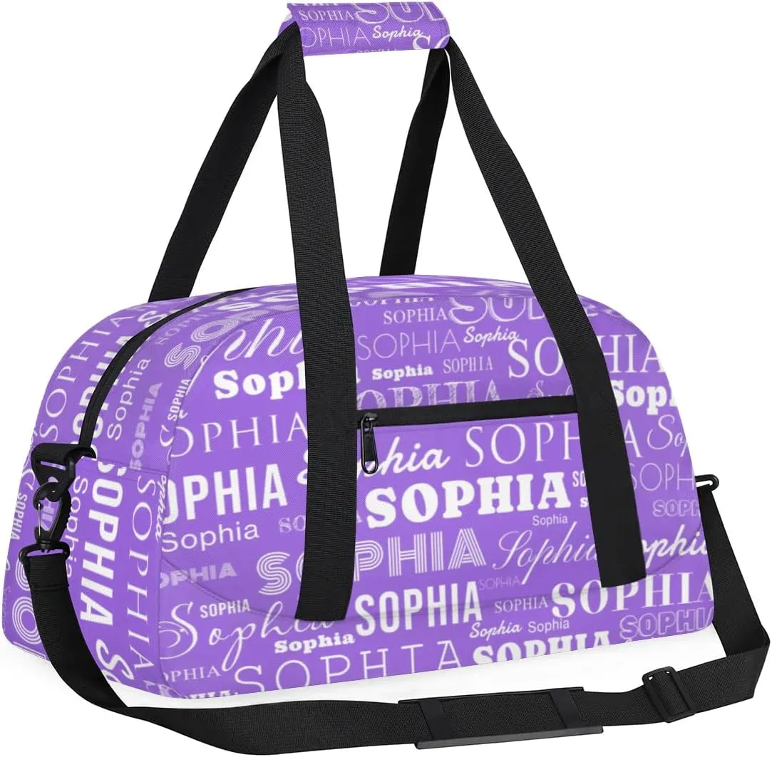 Personalized Duffel Bag Custom Dance Bag for Girls Customized Kids Gymnastics Creative Name Ballet Bag Overnighter Travel Carry on Tote Sport for Boys Backpack Purple