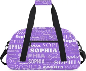 Personalized Duffel Bag Custom Dance Bag for Girls Customized Kids Gymnastics Creative Name Ballet Bag Overnighter Travel Carry on Tote Sport for Boys Backpack Purple