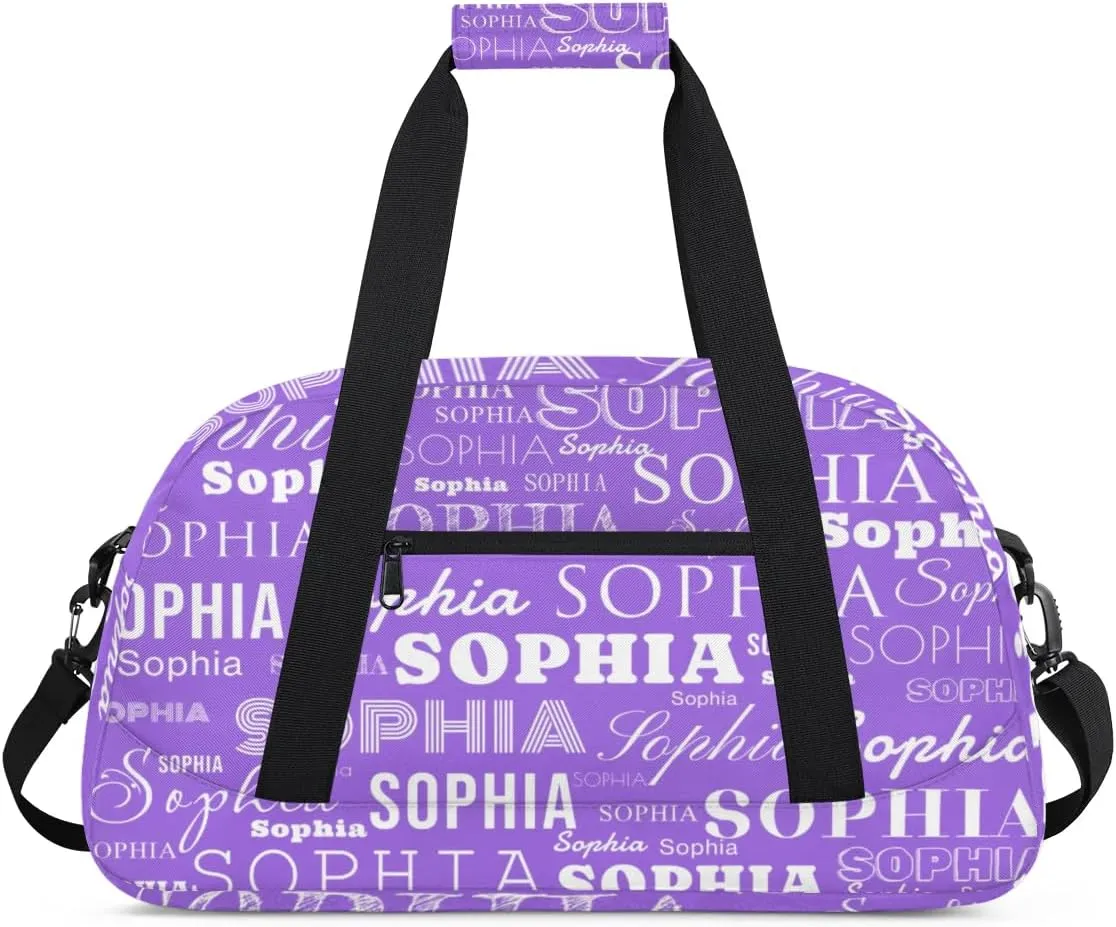 Personalized Duffel Bag Custom Dance Bag for Girls Customized Kids Gymnastics Creative Name Ballet Bag Overnighter Travel Carry on Tote Sport for Boys Backpack Purple